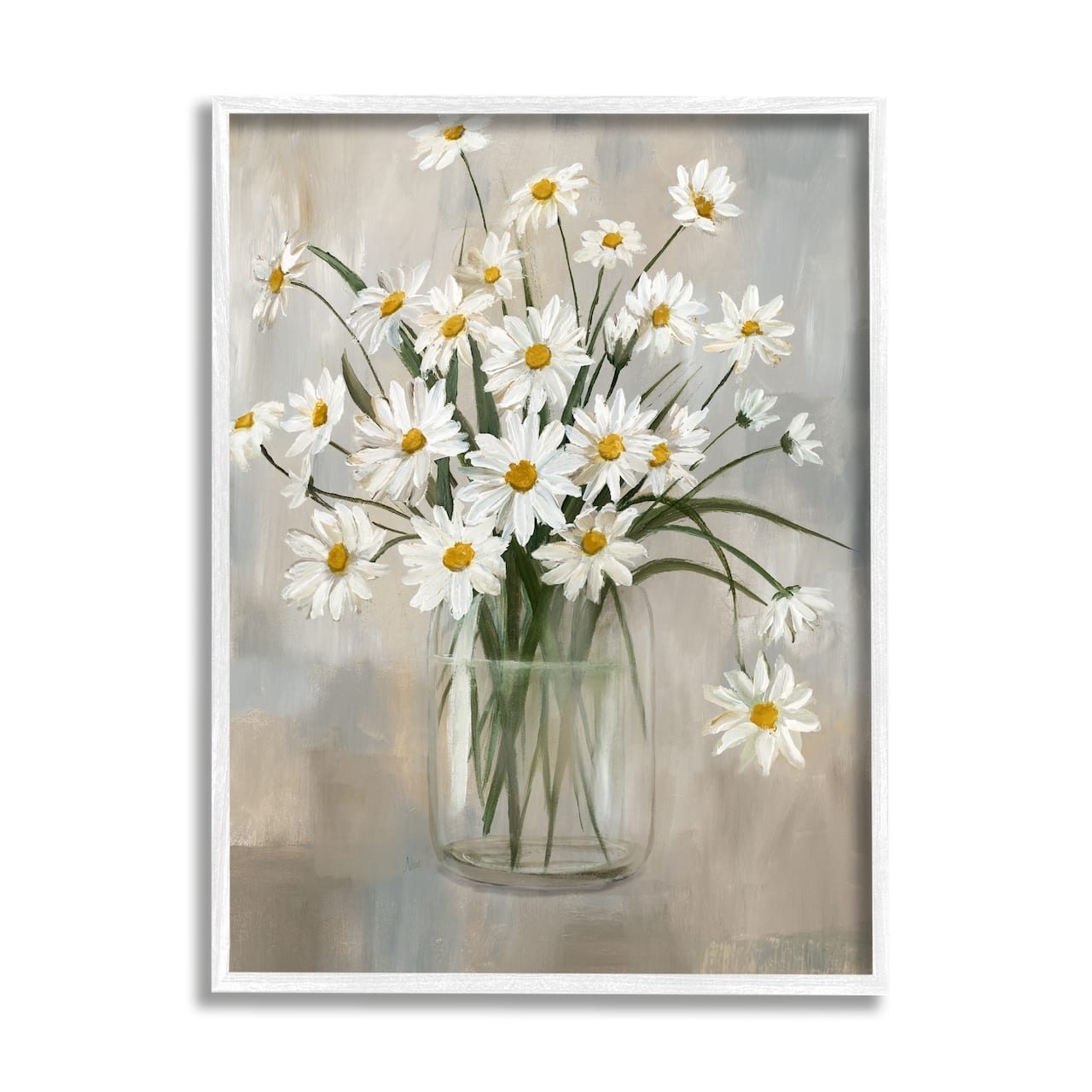 Stupell Industries Daisy Bloom Bouquet Potted Flowers Abstract Pattern Framed Wall Art